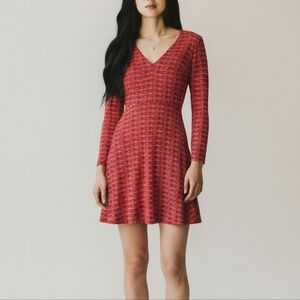 GAP Long Sleeve V Neck A Line Print Dress Size 0
